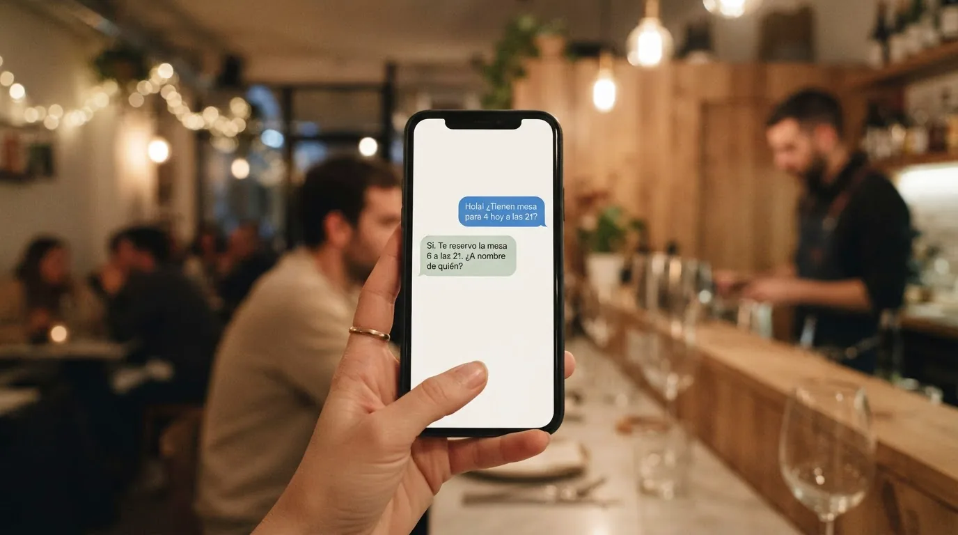 Conversación por WhatsApp entre un cliente y el agente de Mellysoft reservando una mesa