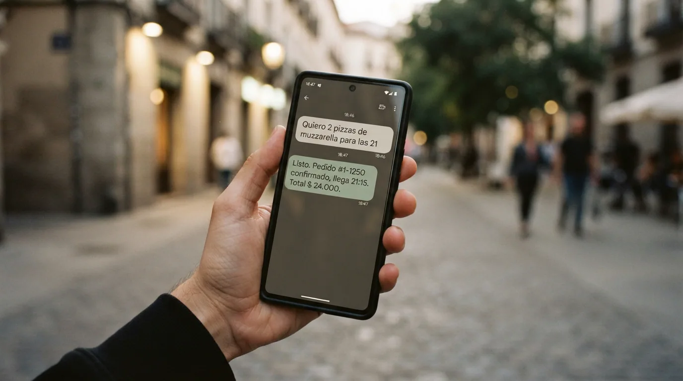 Pedido tomado por WhatsApp y confirmado por el agente de Mellysoft
