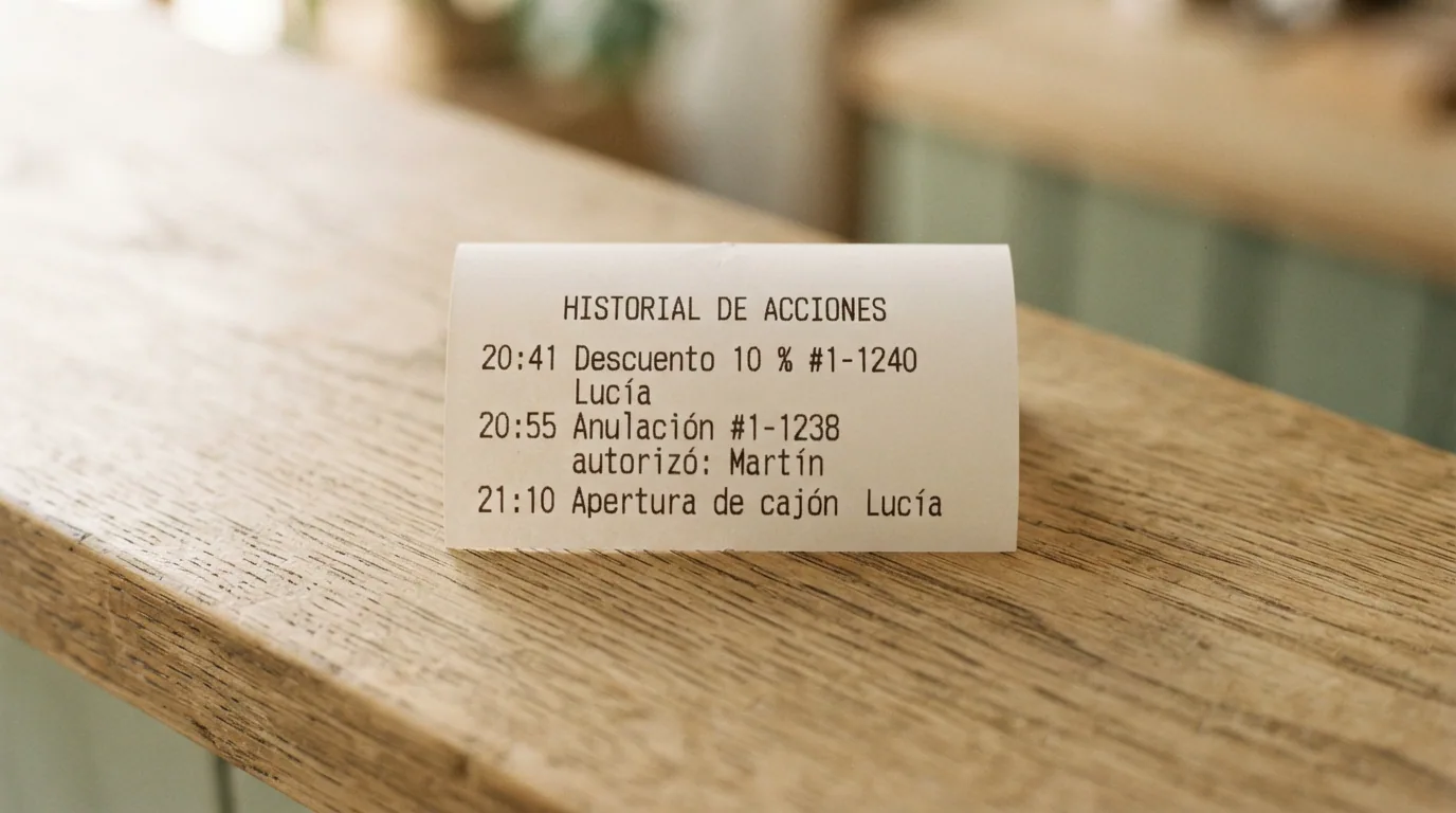 Ticket con el historial de acciones: quién hizo qué y a qué hora