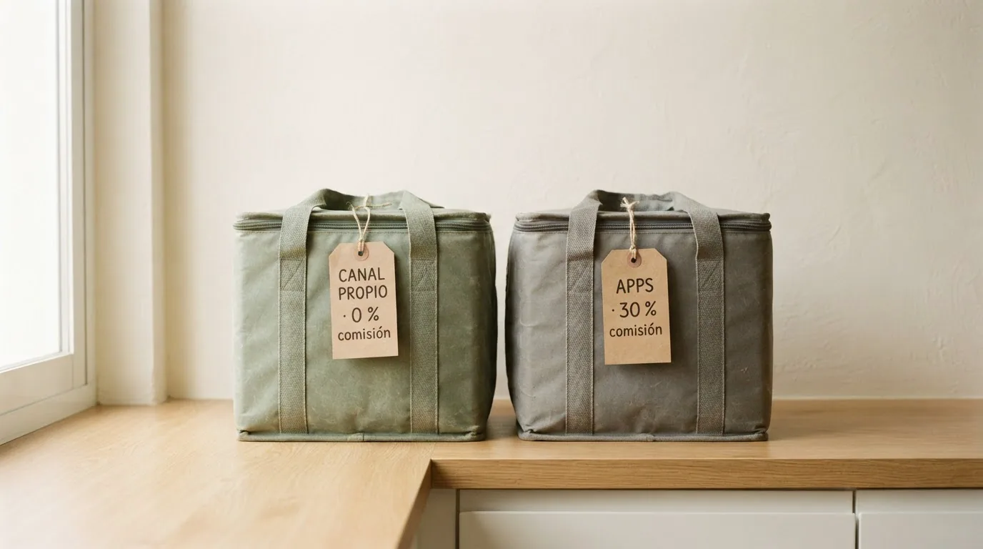 Dos bolsas de delivery comparadas: canal propio sin comisión y apps con comisión
