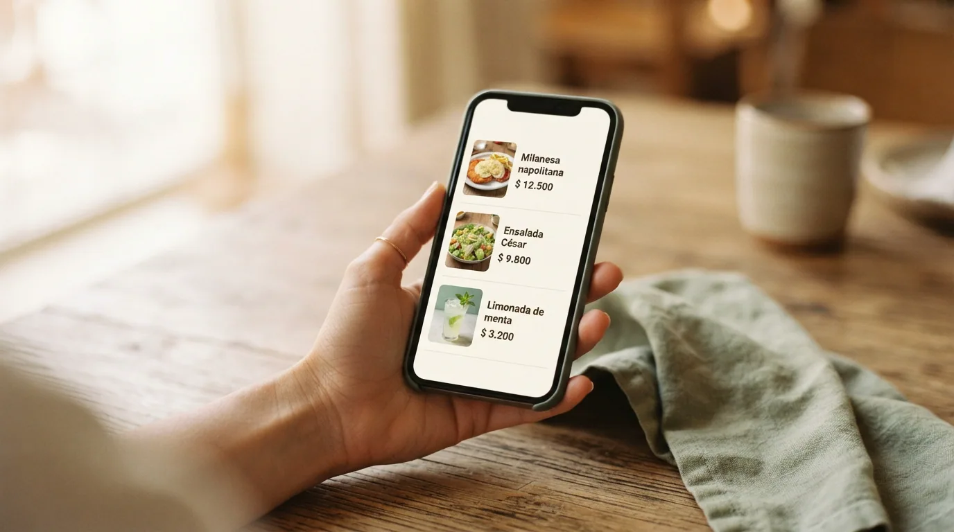 Carta digital de Mellysoft abierta en el celular de un cliente