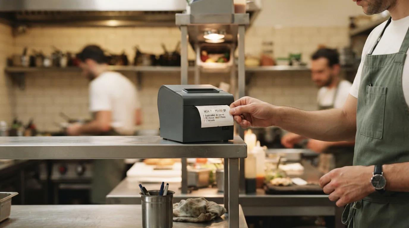 Comanda de un pedido hecho por QR imprimiéndose en la cocina