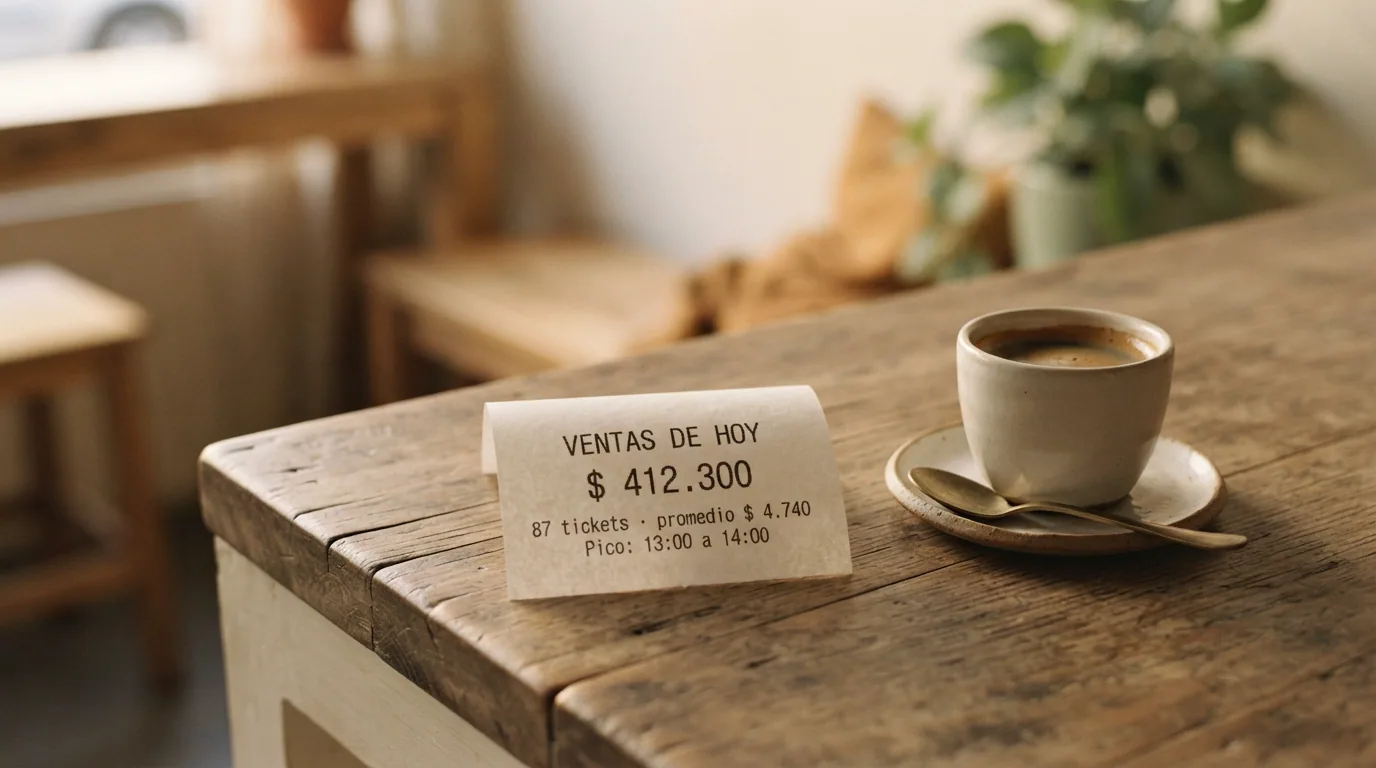 Ticket con el resumen de ventas del día